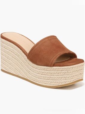 Veronica Beard Brown Suede Espadrille Wedge Slide